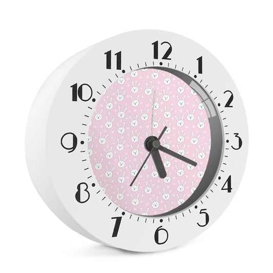 Pink Rabbit Pattern Print Alarm Clock