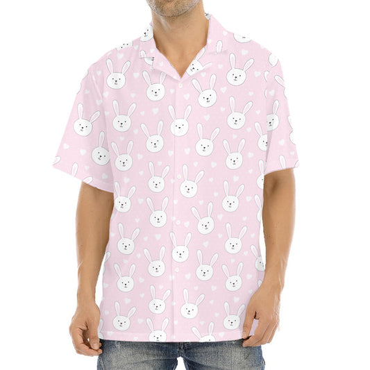 Pink Rabbit Pattern Print Aloha Shirt