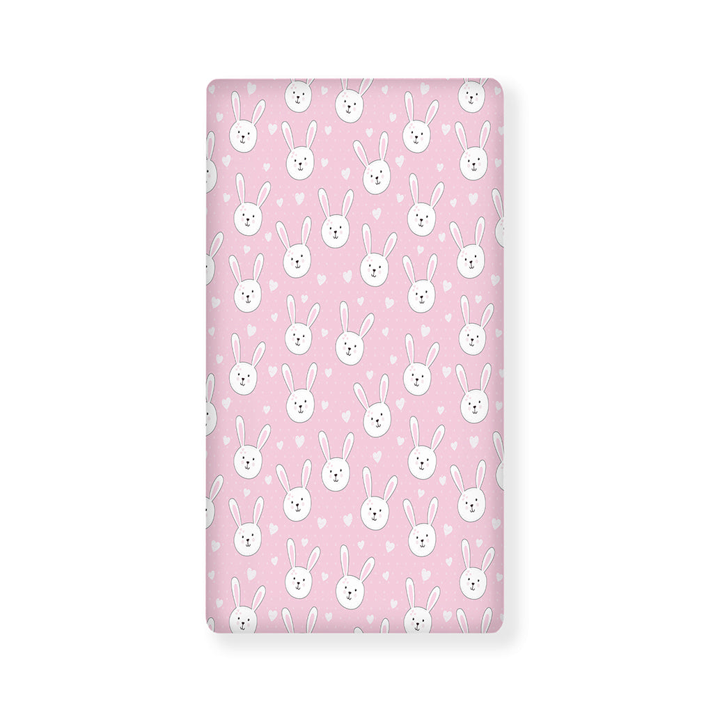 Pink Rabbit Pattern Print Baby Crib Sheet