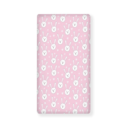 Pink Rabbit Pattern Print Baby Crib Sheet
