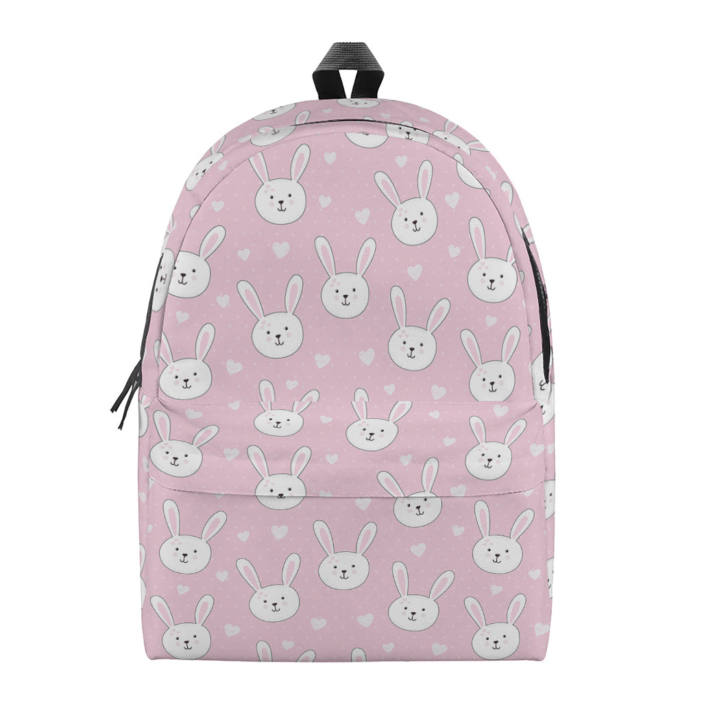 Pink Rabbit Pattern Print Backpack