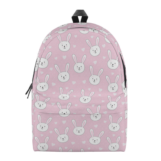 Pink Rabbit Pattern Print Backpack