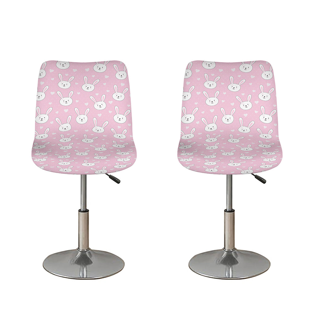Pink Rabbit Pattern Print Bar Stool Covers