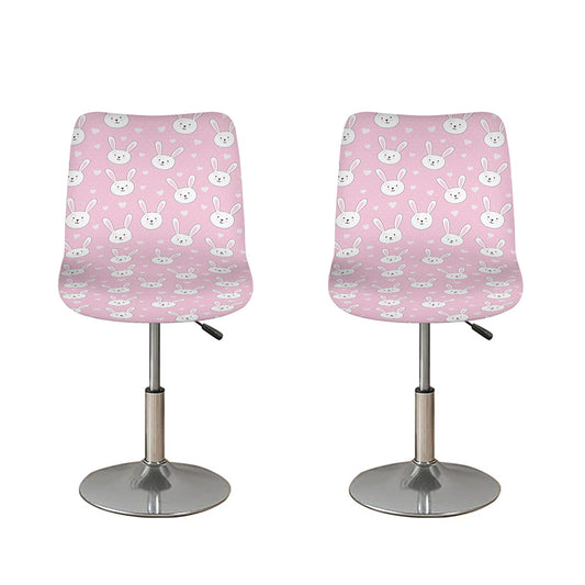 Pink Rabbit Pattern Print Bar Stool Covers