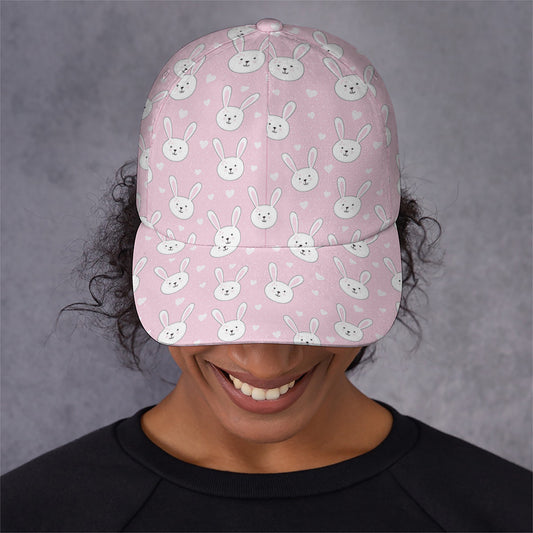 Pink Rabbit Pattern Print Baseball Cap