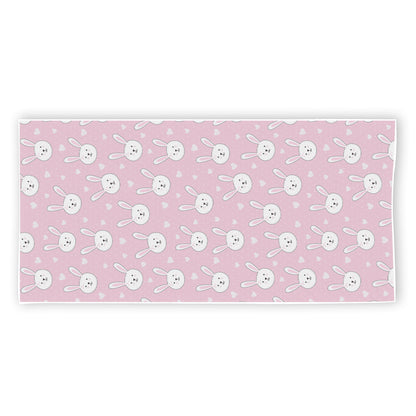 Pink Rabbit Pattern Print Beach Towel