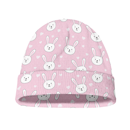 Pink Rabbit Pattern Print Beanie