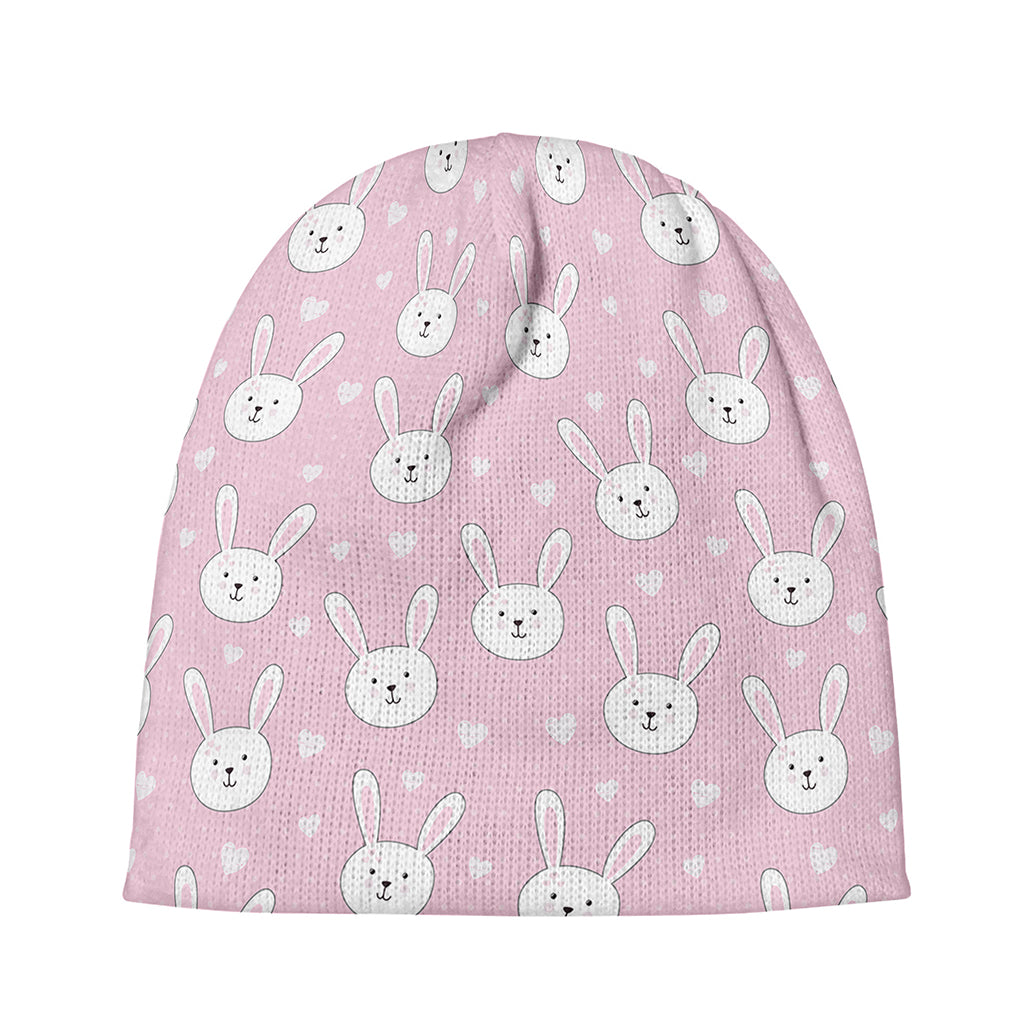Pink Rabbit Pattern Print Beanie