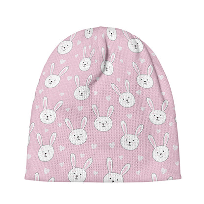 Pink Rabbit Pattern Print Beanie