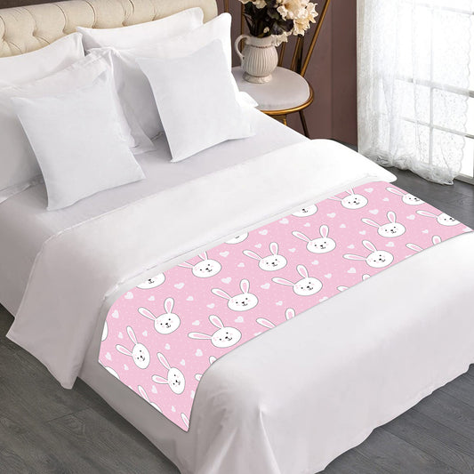 Pink Rabbit Pattern Print Bed Runner