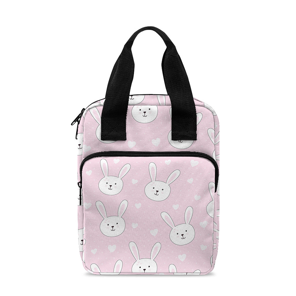 Pink Rabbit Pattern Print Bible Tote Bag