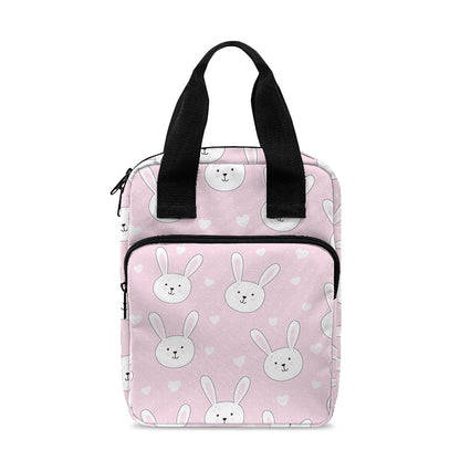 Pink Rabbit Pattern Print Bible Tote Bag