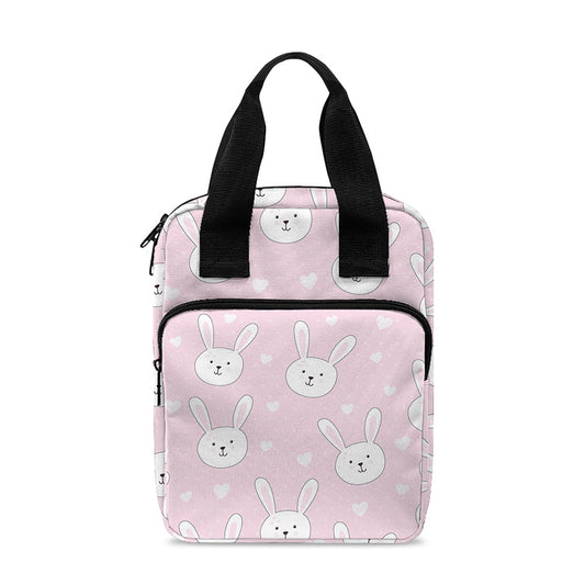 Pink Rabbit Pattern Print Bible Tote Bag
