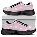 Pink Rabbit Pattern Print Black Chunky Shoes