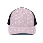 Pink Rabbit Pattern Print Black Mesh Trucker Cap