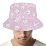 Pink Rabbit Pattern Print Bucket Hat