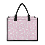 Pink Rabbit Pattern Print Canvas Tote Bag