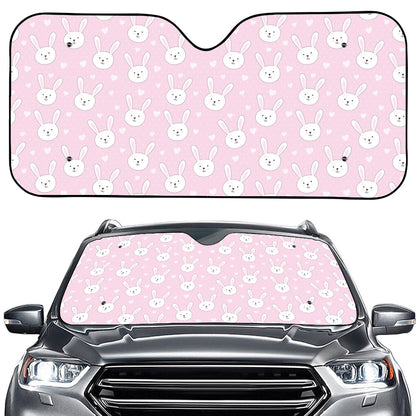 Pink Rabbit Pattern Print Car Windshield Sun Shade
