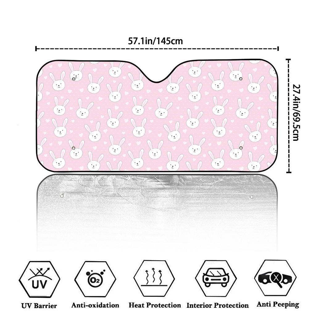 Pink Rabbit Pattern Print Car Windshield Sun Shade