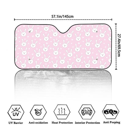 Pink Rabbit Pattern Print Car Windshield Sun Shade
