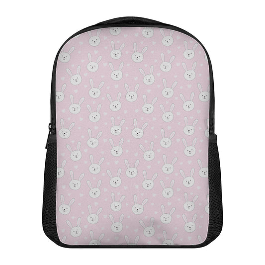 Pink Rabbit Pattern Print Casual Backpack