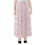 Pink Rabbit Pattern Print Chiffon Maxi Skirt