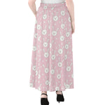 Pink Rabbit Pattern Print Chiffon Maxi Skirt