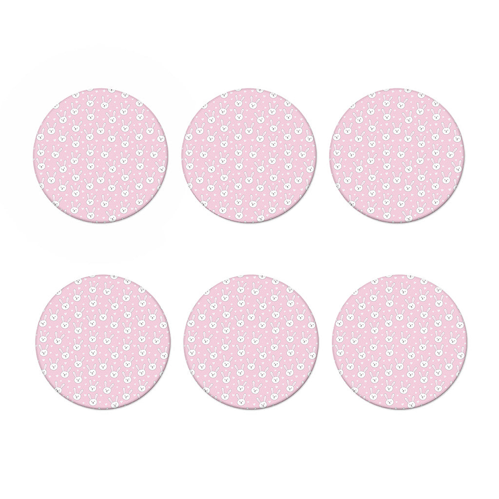 Pink Rabbit Pattern Print Coaster Set