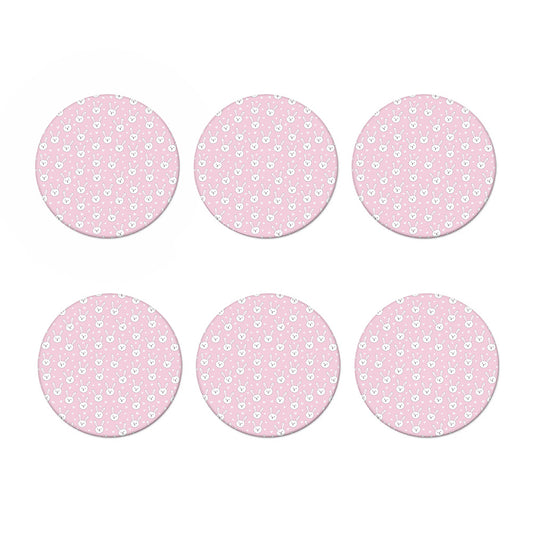 Pink Rabbit Pattern Print Coaster Set
