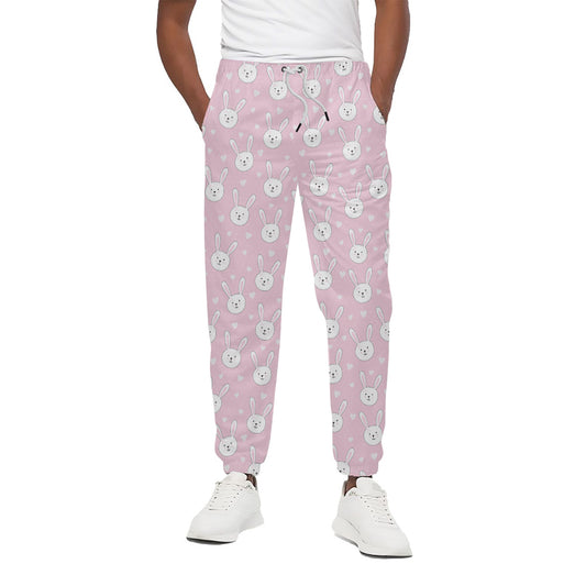 Pink Rabbit Pattern Print Cotton Pants