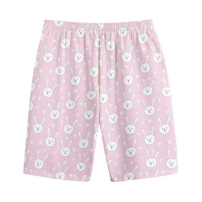 Pink Rabbit Pattern Print Cotton Shorts