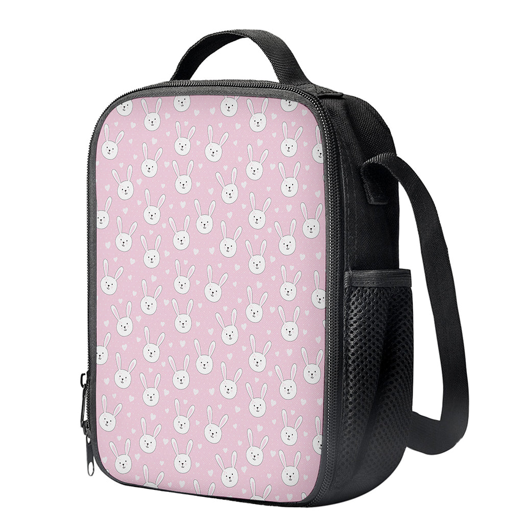 Pink Rabbit Pattern Print Crossbody Lunch Bag