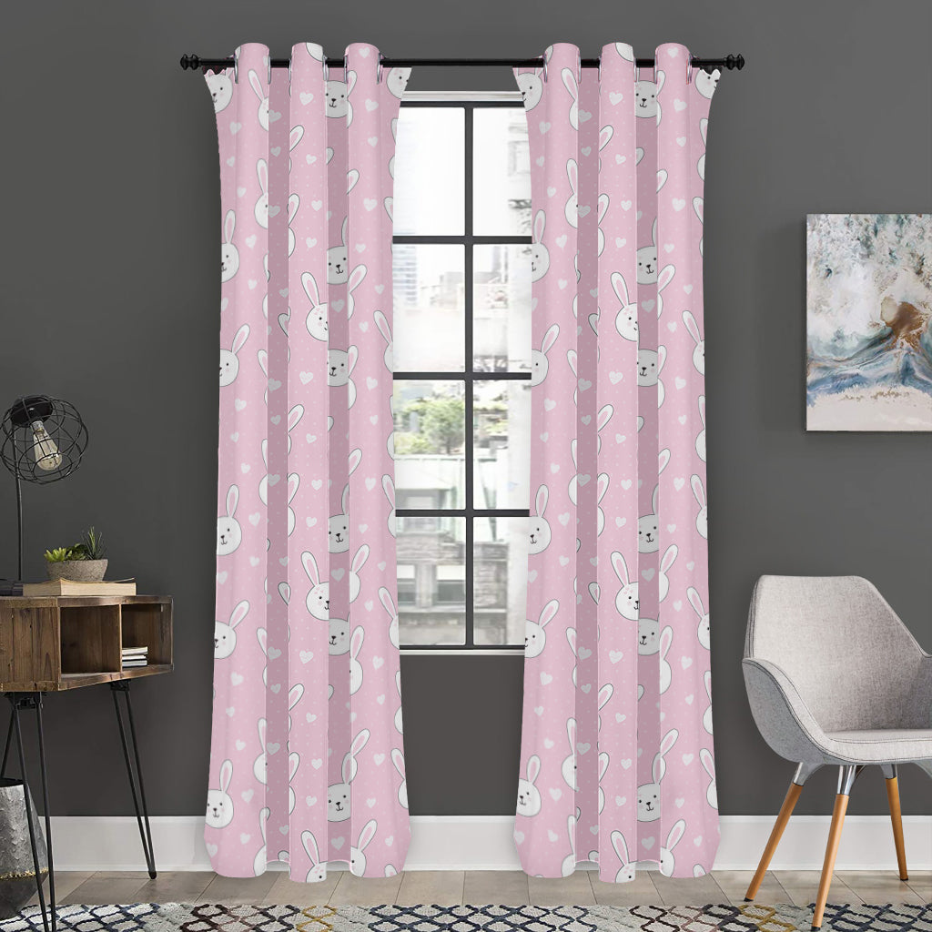 Pink Rabbit Pattern Print Curtain
