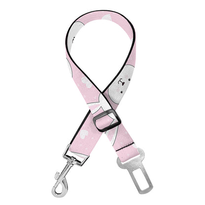 Pink Rabbit Pattern Print Dog Seat Belt