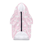 Pink Rabbit Pattern Print Dog Zip Up Hoodie