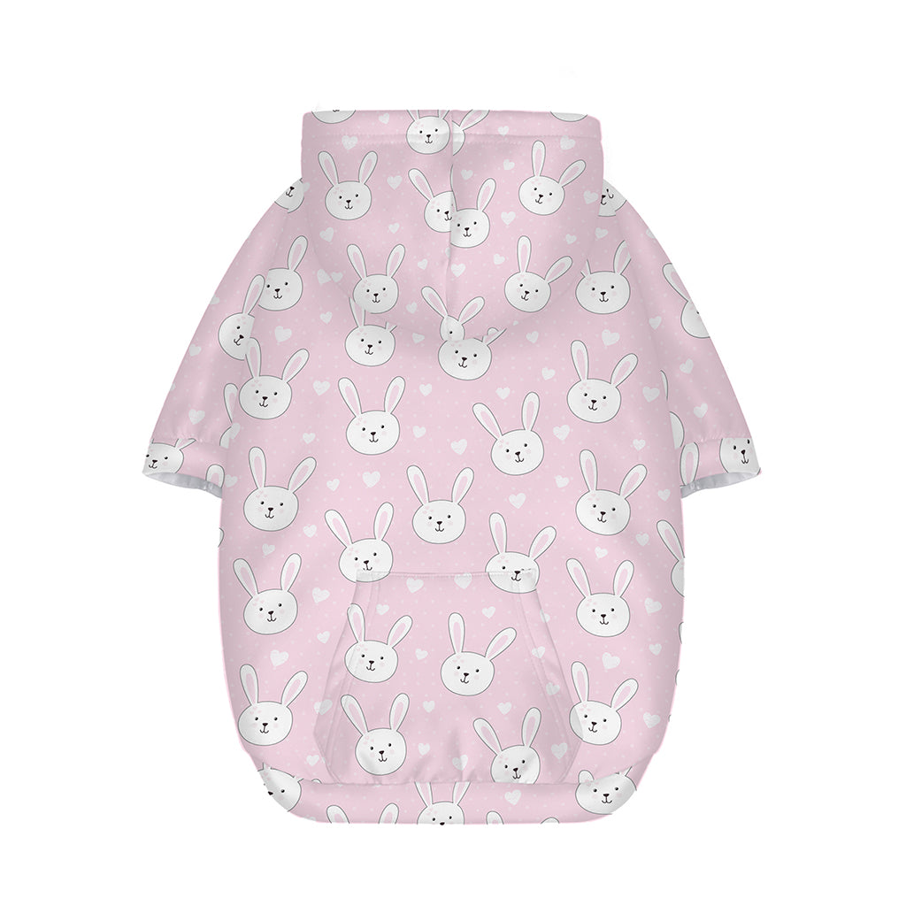 Pink Rabbit Pattern Print Dog Zip Up Hoodie