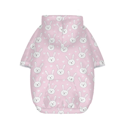 Pink Rabbit Pattern Print Dog Zip Up Hoodie