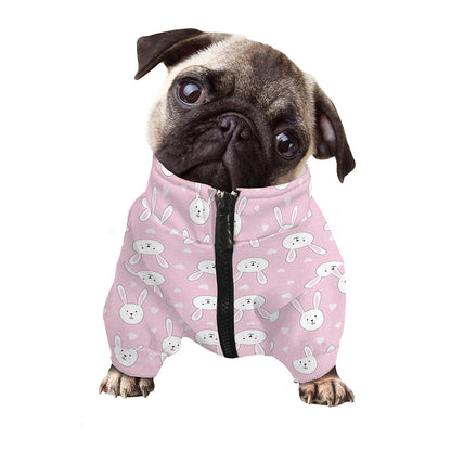 Pink Rabbit Pattern Print Dog Zip Up Jacket