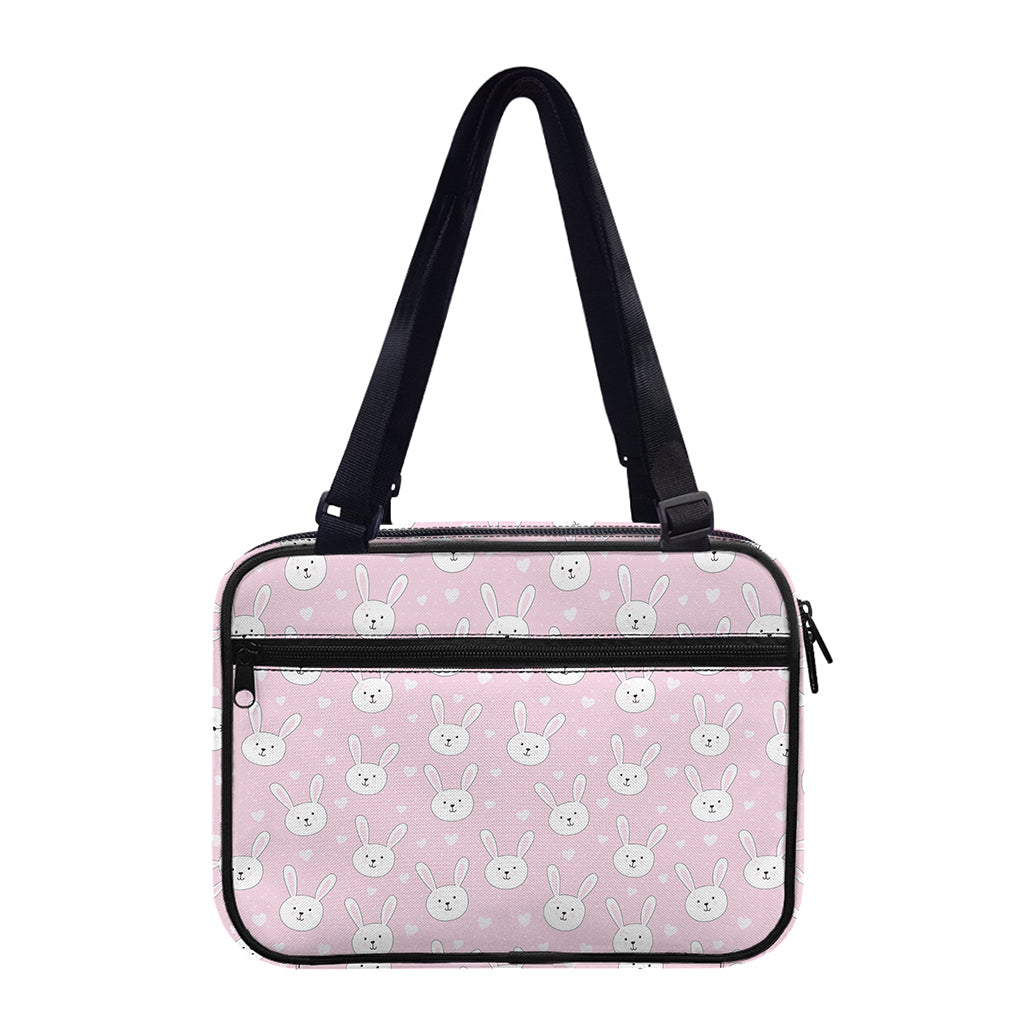Pink Rabbit Pattern Print Double Strap Bible Bag