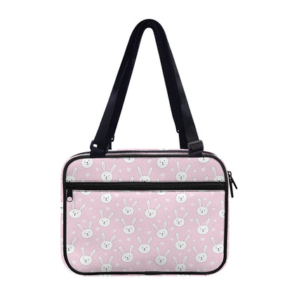 Pink Rabbit Pattern Print Double Strap Bible Bag