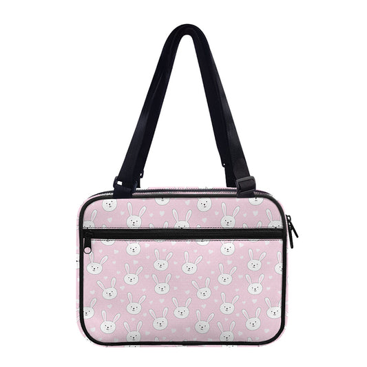 Pink Rabbit Pattern Print Double Strap Bible Bag
