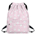 Pink Rabbit Pattern Print Drawstring Backpack