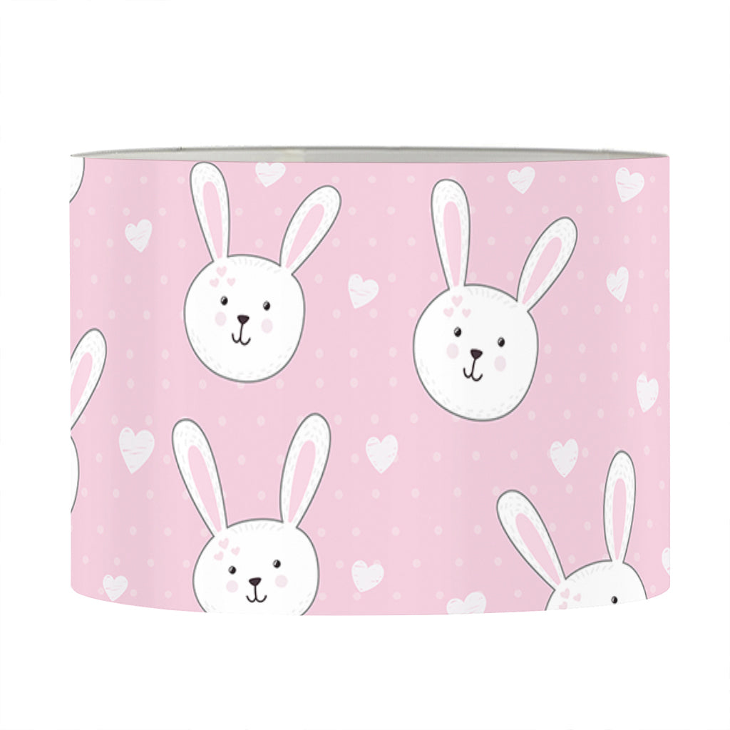 Pink Rabbit Pattern Print Drum Lamp Shade