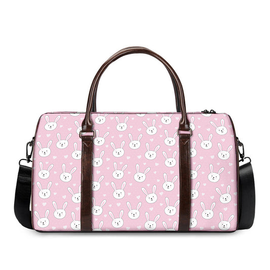 Pink Rabbit Pattern Print Duffle Bag