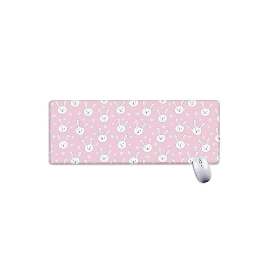 Pink Rabbit Pattern Print Extended Mouse Pad