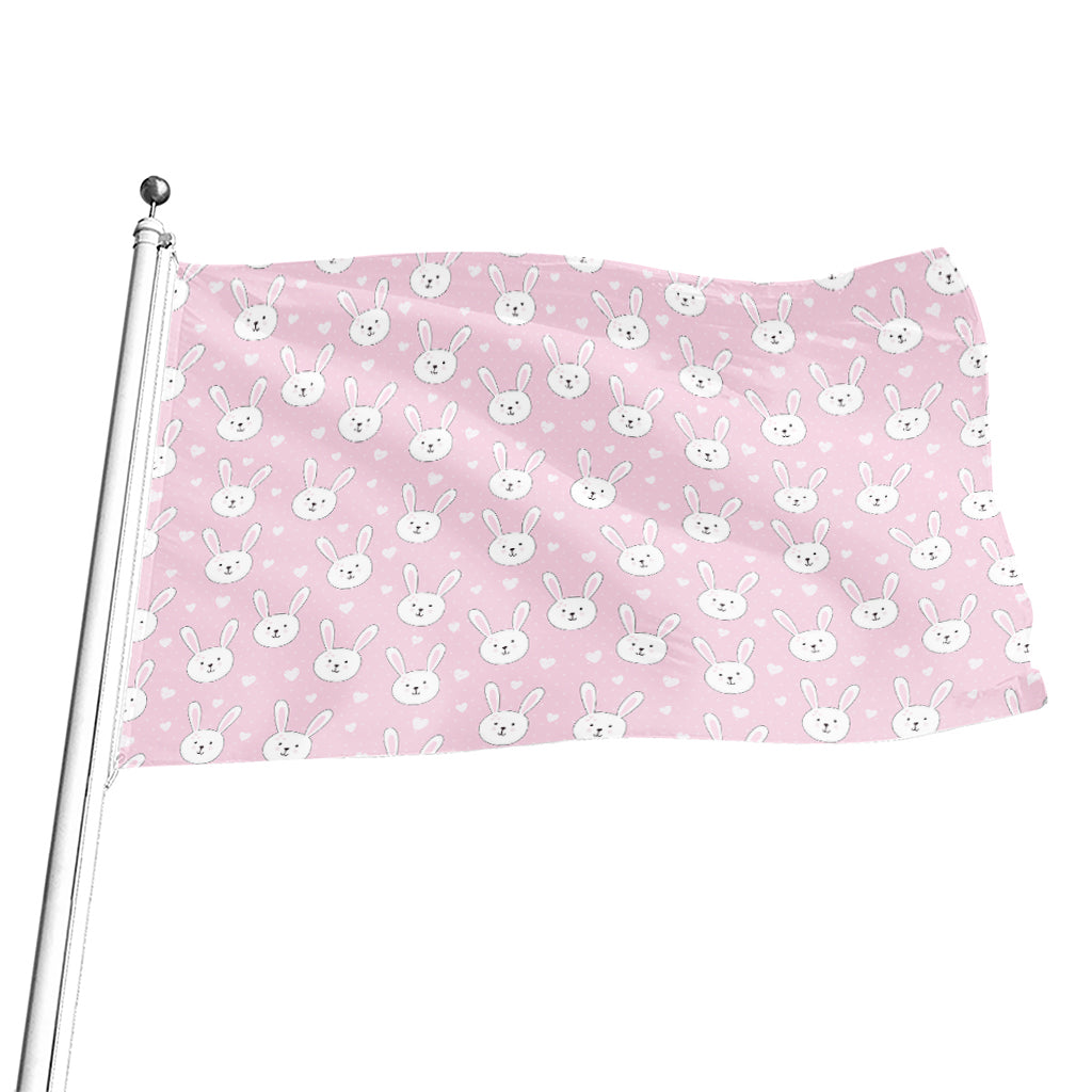 Pink Rabbit Pattern Print Flag