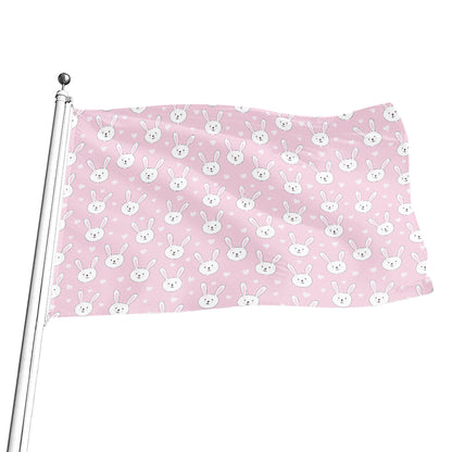 Pink Rabbit Pattern Print Flag