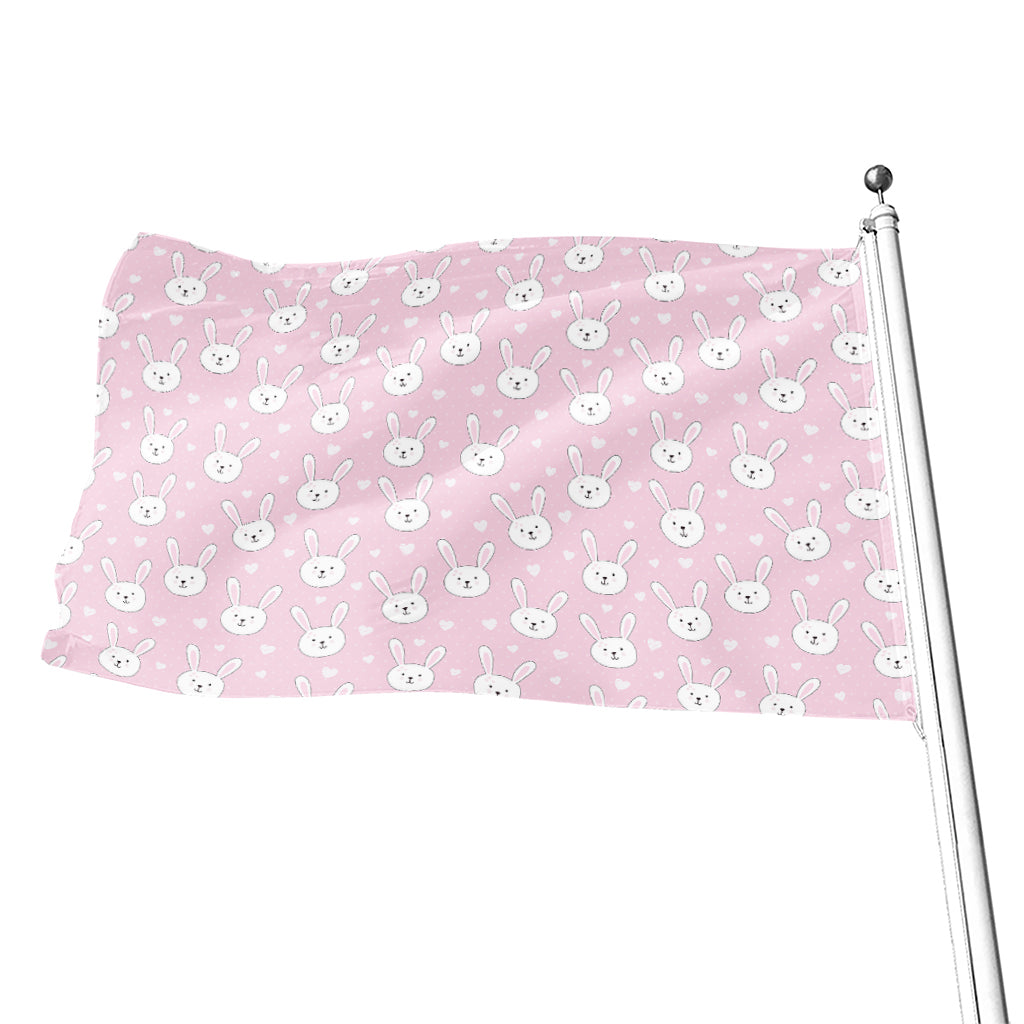 Pink Rabbit Pattern Print Flag