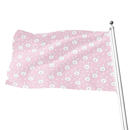 Pink Rabbit Pattern Print Flag