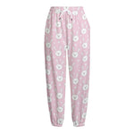 Pink Rabbit Pattern Print Fleece Lined Knit Pants